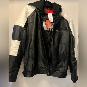 Guess NWT Hooded Color-block Biker Jacket